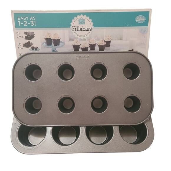 Baker's Advantage Fillables 8 Cup Nonstick 2 Piece Cake Cone Pan for Cupcakes - Picture 3 of 6